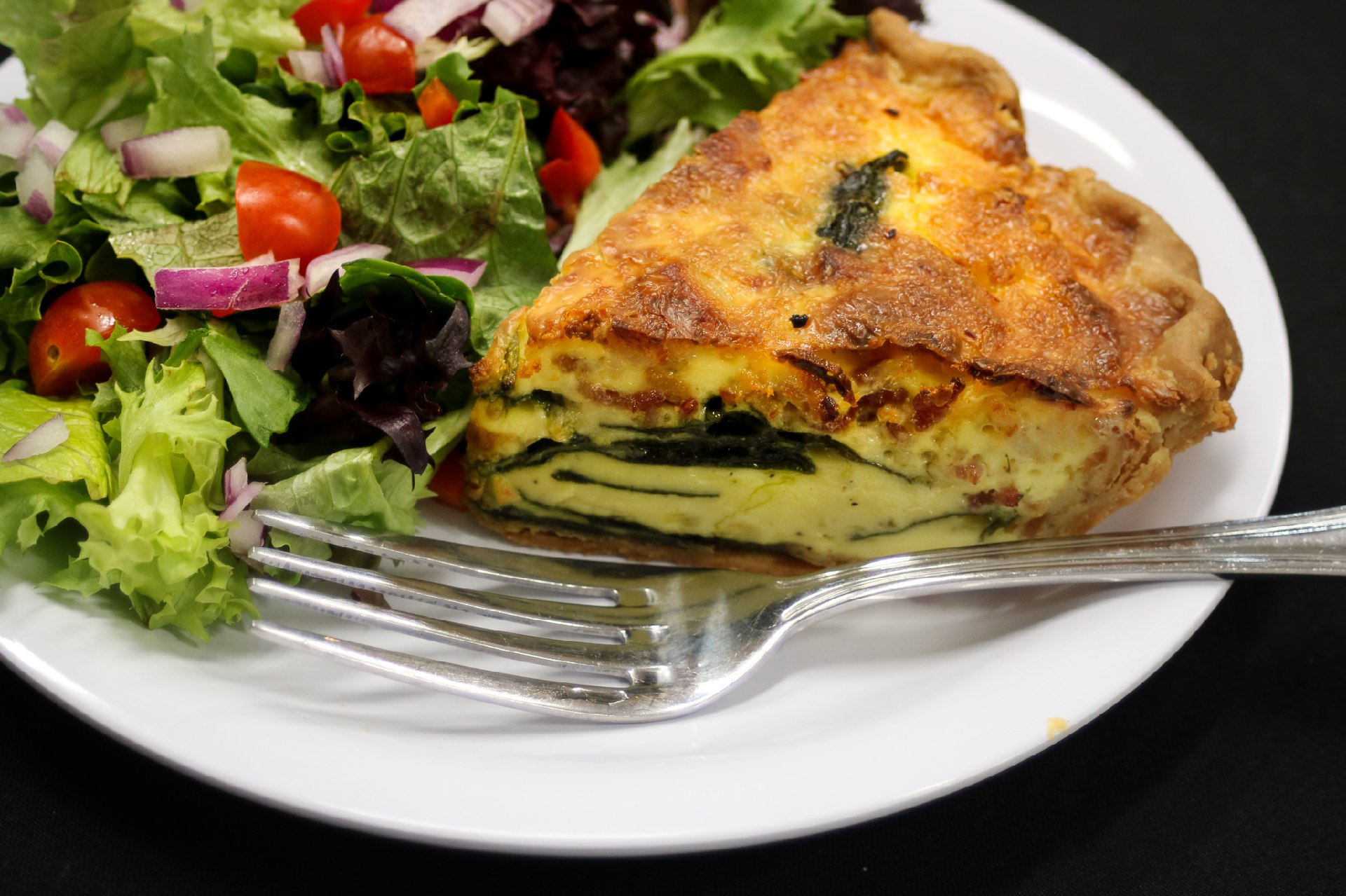 quiche and greens